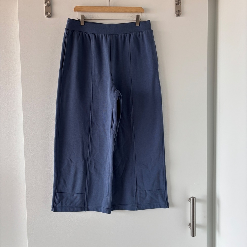 NWT Haven Well Within Blue Organic Cotton Wide Leg Crop Lounge Pants Size L